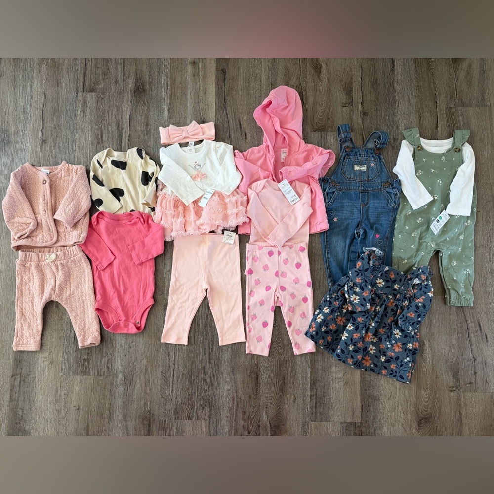 NWT/EUC Baby Girl 6M clothing lot- Little Me, OshKosh B’gosh, Carter’s